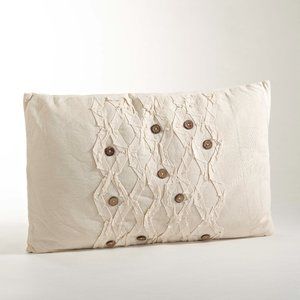 14"x23" San Flipes Handmade Ruffle Coconut Button Filled Throw Pillow